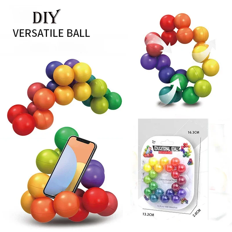 Diy Puzzel Magische Bal Kubus Stress Reliëf Speelgoed Intelligentie Bal Nieuwigheid Decompressie Speelgoed Kinderen Educatief Speelgoed Magnetische Kubus