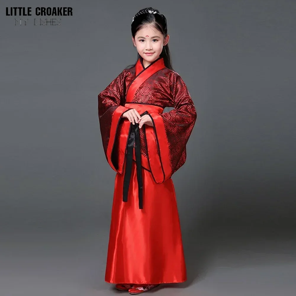 Китайская женская одежда, винтажная одежда для девочек, карненвалевая, новогоднее платье ханьфу, детский, взрослый, Женский танцевальный костюм