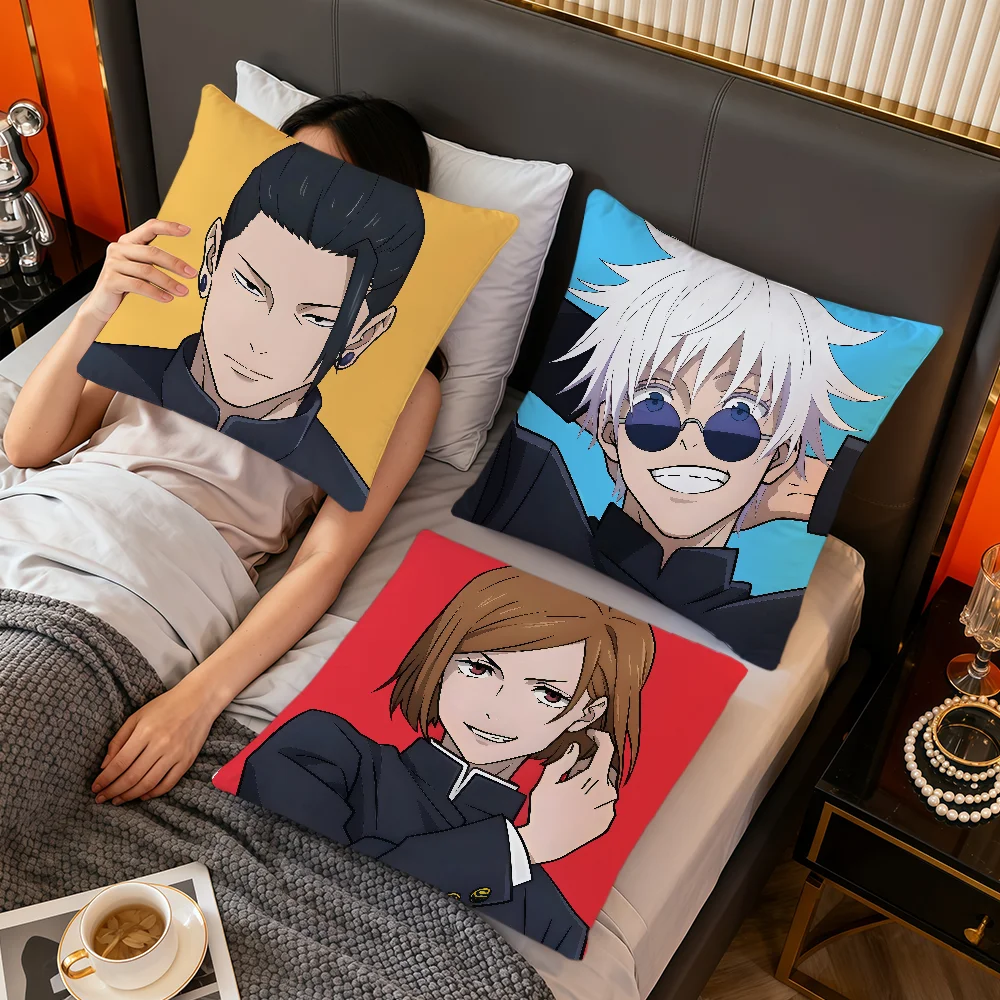 anime art j-Jujutsu Kaisen g-Gojo s-Satoru Yuta o-Okkotsu soft pillowcover Sofa Home Living Room Decor hogar pillowcase