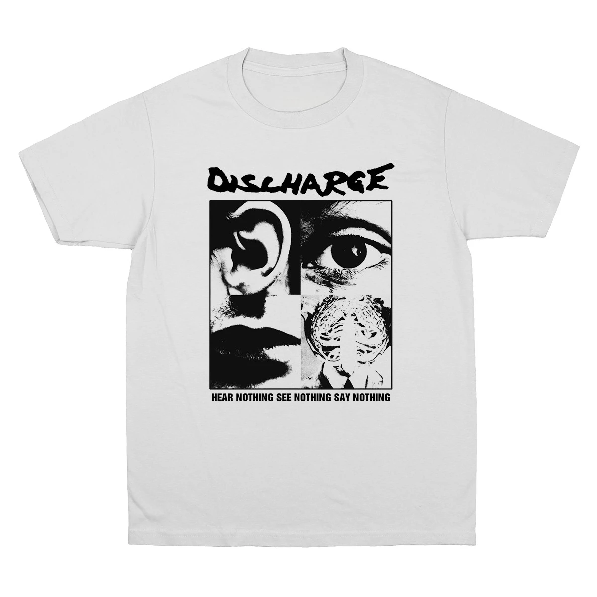 

Discharge Hear Nothing Hardcore Punk Band T-Shirt Cotton Short Sleeve Men Tshirt Women Fashion Hip-hop Summer Top