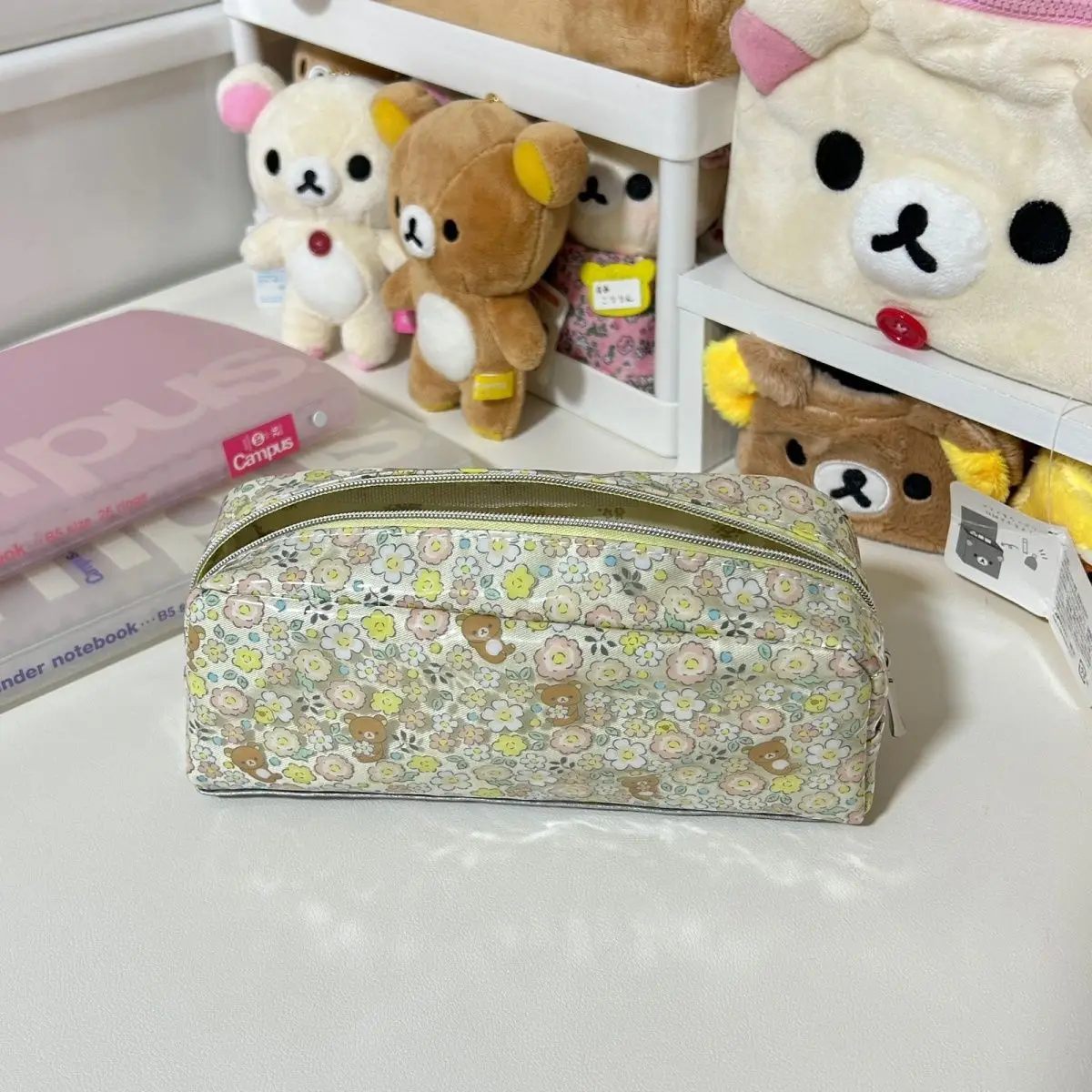 

Kawaii San-x Rilakkuma Fragrant Pen Bag Cute High Beauty Large Capacity Student Stationery Storage Bag Girls Birthday Gifts Toys