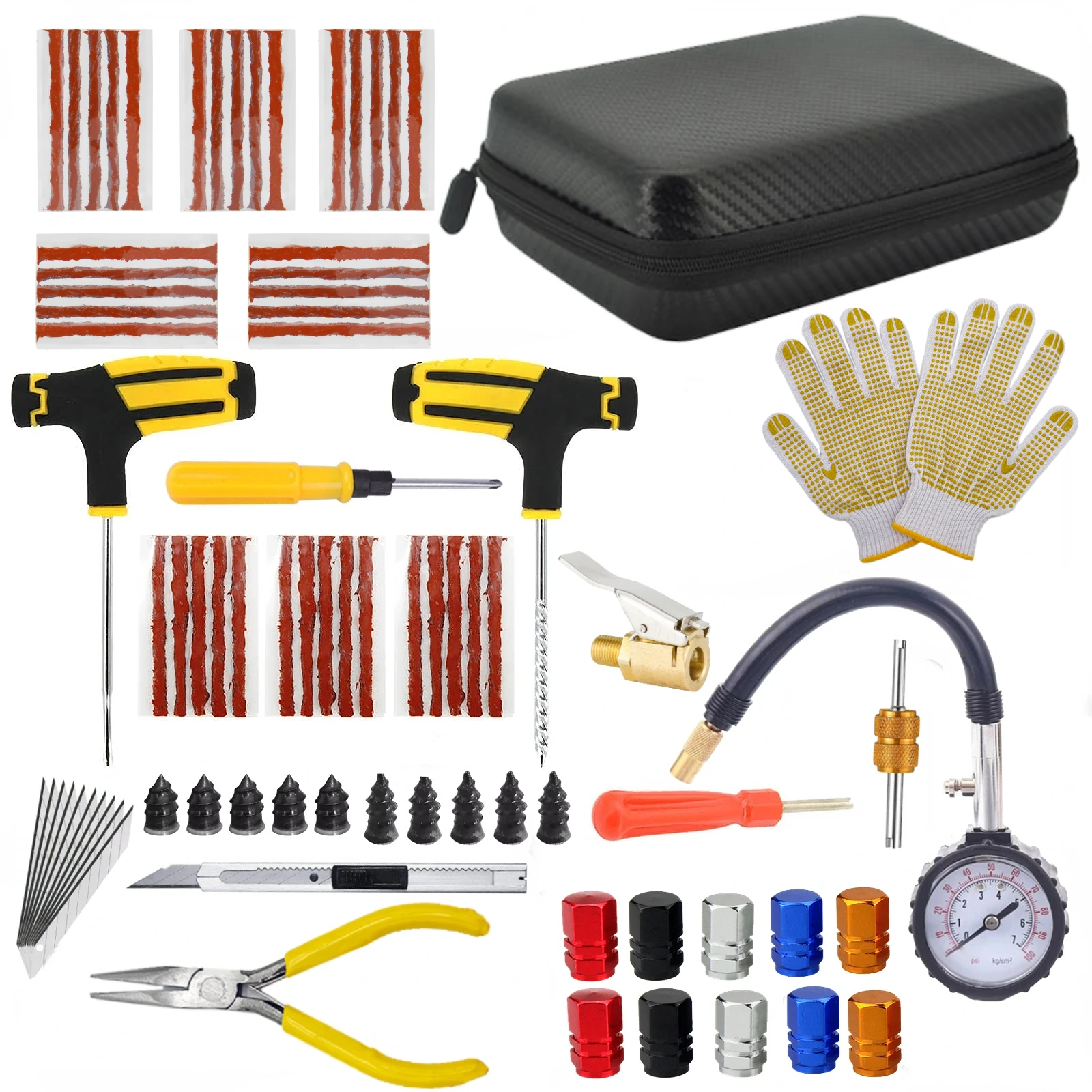 New Car Tire Repair Kit Puncture Plug Tools Tyre Puncture Emergency for Universal Tire Strips Stiring Glue Repair Tool Kit