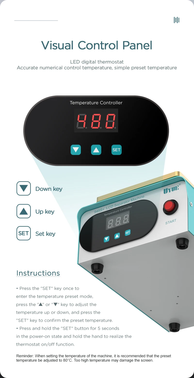 Uyue 948S + Lcd Touchscreen Separator Machine Kit 7 Inch Voor Iphone Separator Scherm Reparatie Machine Ingebouwde Vacuümpomp