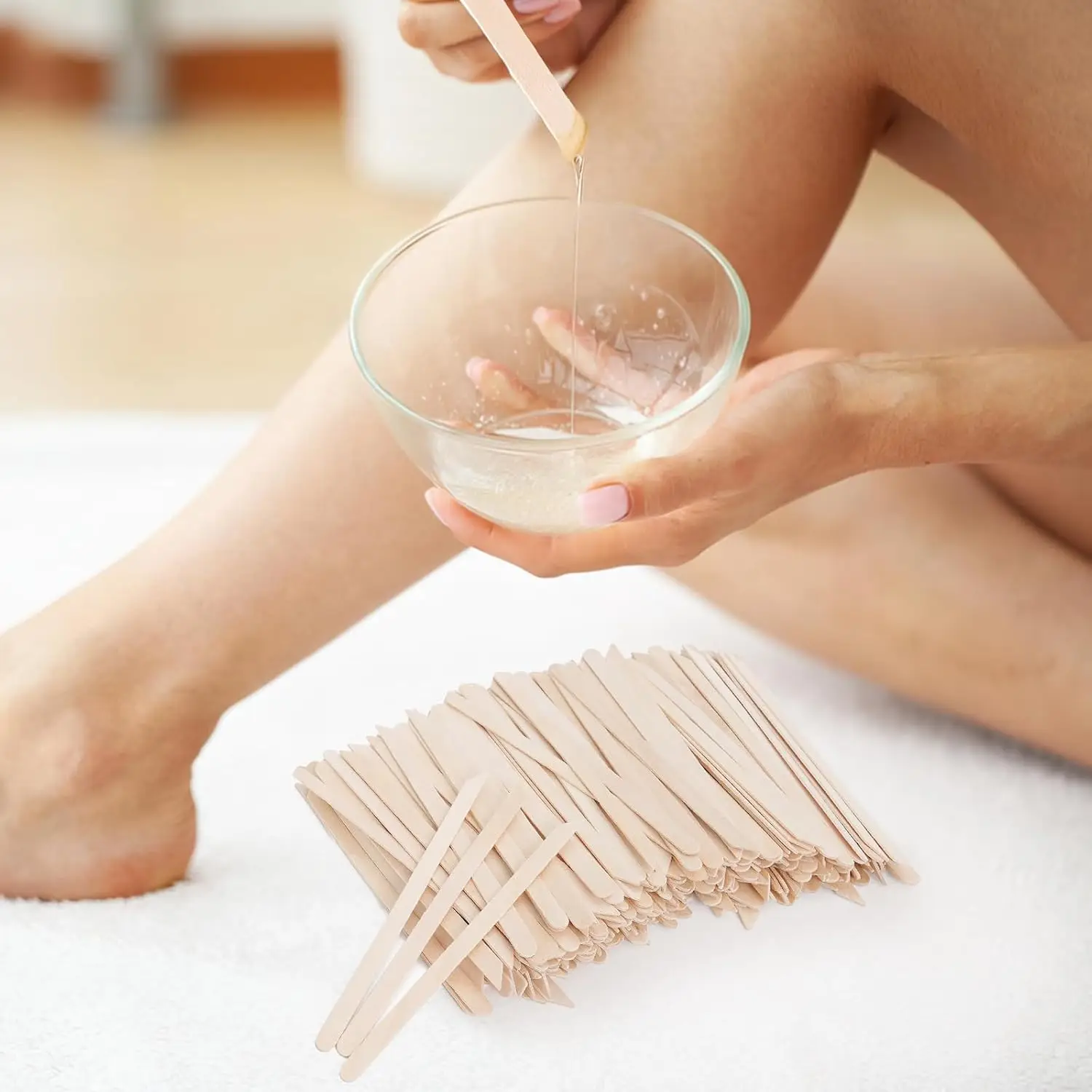200pcs Disposable Wooden Waxing Stick Spatulas Wax Applicator 110mm Wood Sticks For Hair Eyebrow Removal Body Beauty Tool