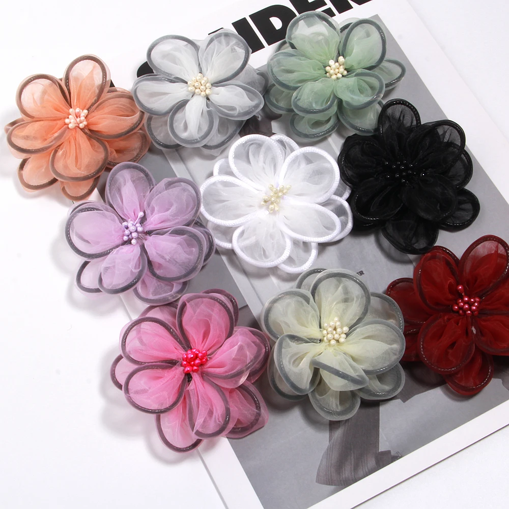 

Тканевые цветы из сатина 7 см, разноцветные, для рукоделия, шитья, декоративных аксессуаров