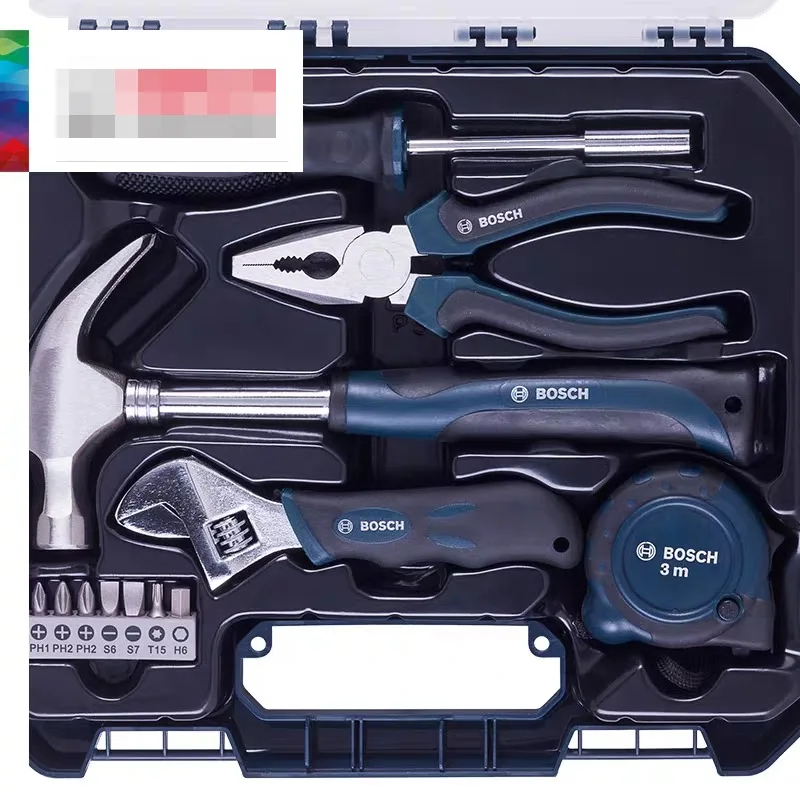 Household 12 piece multifunctional hardware toolbox manual set with hexagonal screwdriver pliers