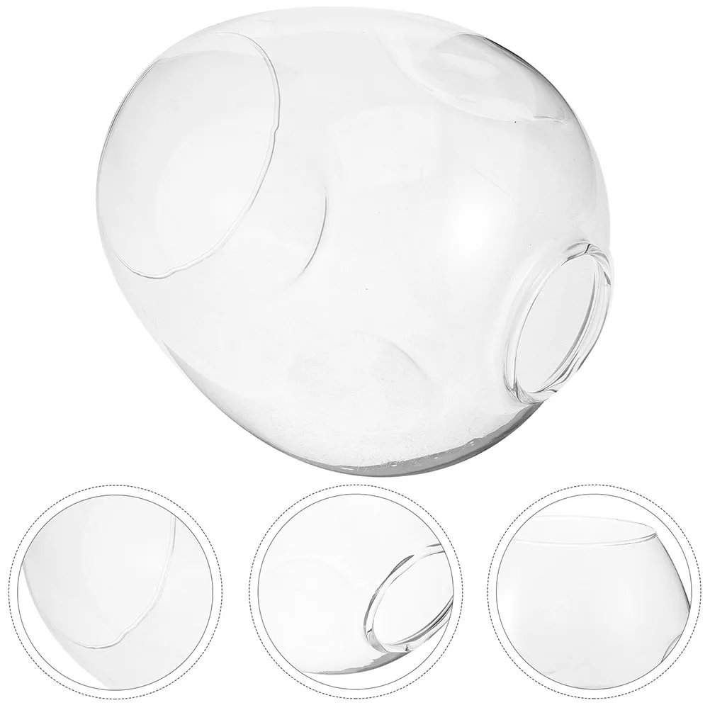 

Glass Lamp Shade Replacement Three Concave Double Hole Transparent Ceiling Light Fixture Globe for Living Room Bedroom Bathroom