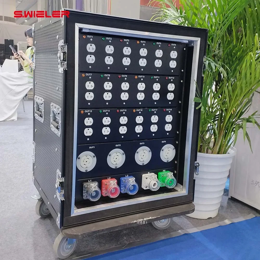 3-Phase Distro Power in 400A Edison Twist Lock Socket Output 18/24/36 Outlet Stage Dj Light Concert America Power Distributor