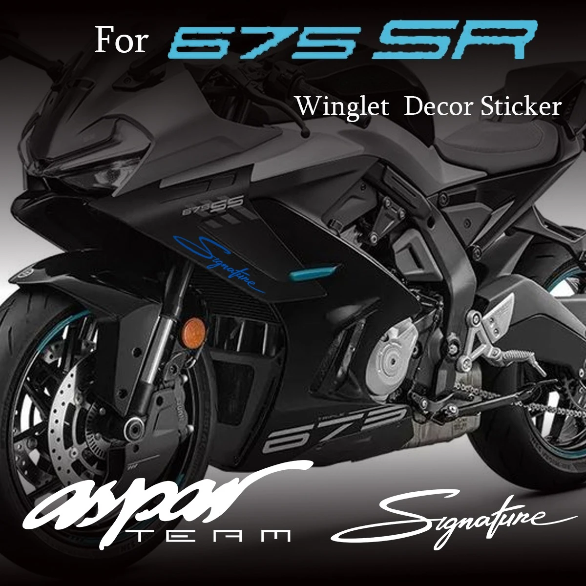 For 675SR Reflective Vinyl Stickers Body Winglet Decorative Decals 675SR-R Motorcycle Accessories