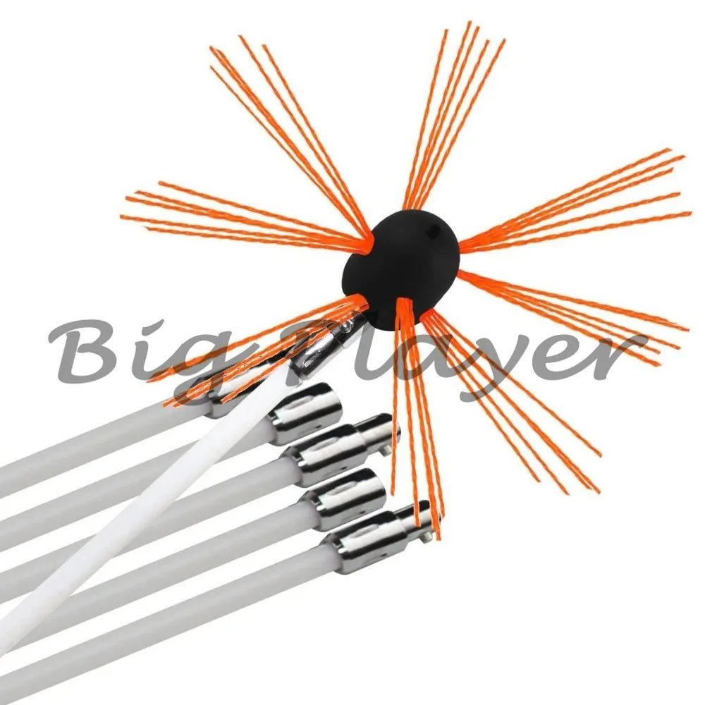 Chimney Cleaner Sweep Kit Nylon Electrical Drill Drive Flexible Rod Rotary Brush Head for Sweeping Away Flue Chimney Soot