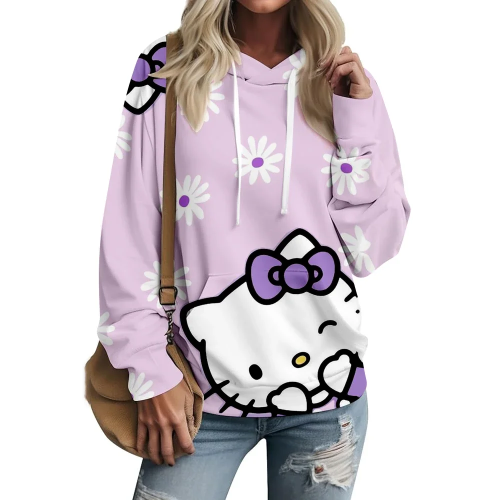 women Hoodies Hip Hop Street Style Casual Printed Hoodie Loose New Sweatshirts Spring Autumn Hello Kitty Cute print Clothing