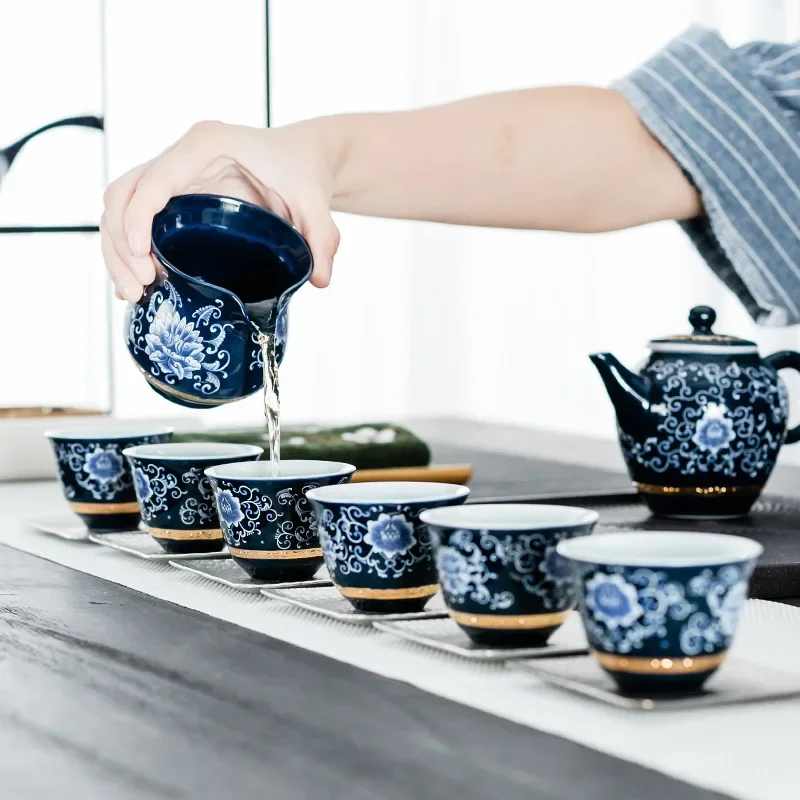 Blue and White Porcelain Kung Fu Tea Set Tea Cup Household Simple Teacup Personal Cup Small Tea Cup Tea Cup Tea Cup