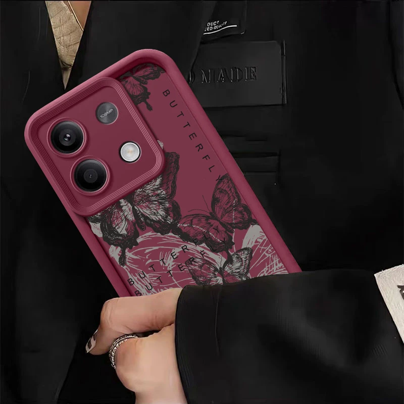 Drawing Butterfly Case For Xiaomi 13T Pro Poco X6 X5 Funda Redmi Note 11 12 13 14 Pro 5G 4G 11s Shockproof Soft Silicone Cover