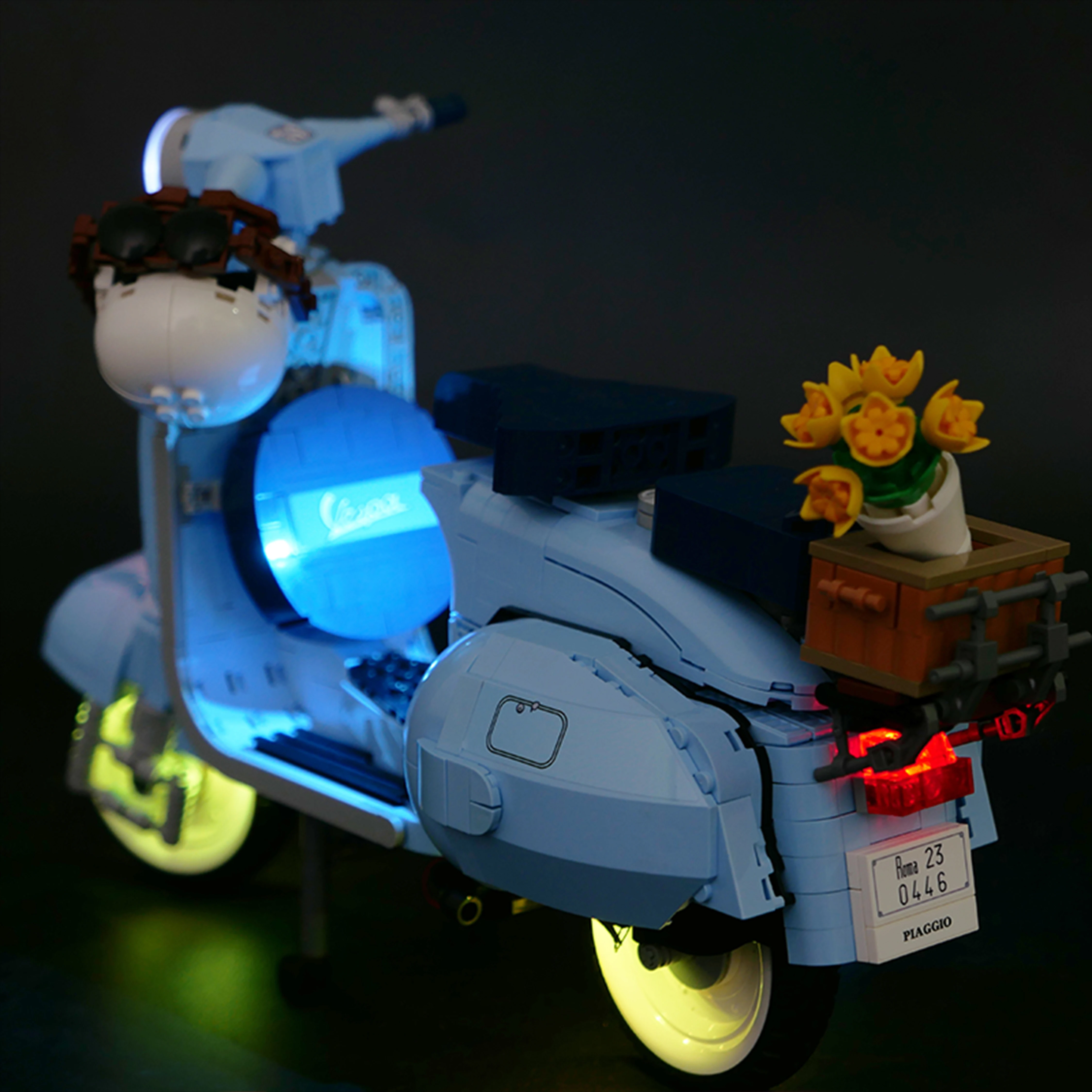 DIY LED Light Kit for 10298 Scooter Motorcycle Building Block Model Remote Control Lighting Set Compatible Display Lights Only