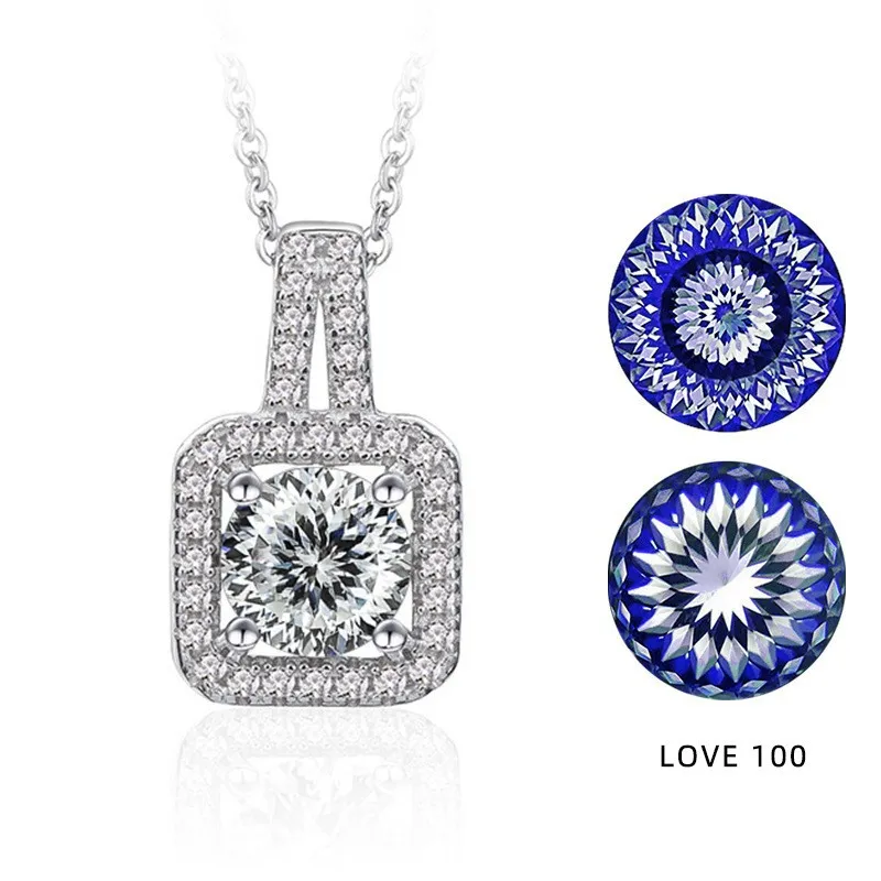 قسط 1/2/3ct 100 الأوجه الروسية قطع مويسانيتي قلادة قلادة للنساء 925 الفضة الكلاسيكية قلادة مع GRA غرامة مجوهرات #3