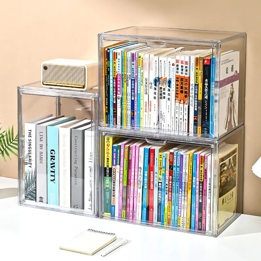 

Transparent Acrylic Book Box with Magnetic Closure Thickened Display Cabinet for Home Floor Storage Simple Album Showcase Rack