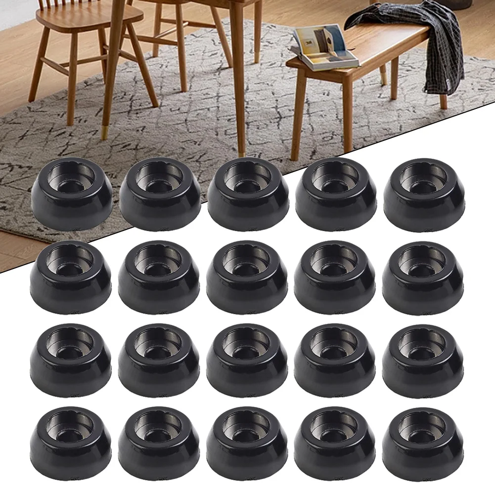 20pcs Rubber Table Chair Feet Pads Furniture Chair Table Box Conical Rubber Foot Pad Stainless Steel Stand Shock Absorber