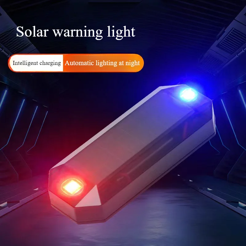 Mini LED solar car warning light, night safety simulation alarm, wireless anti-theft warning light, flashing dummy alarm light