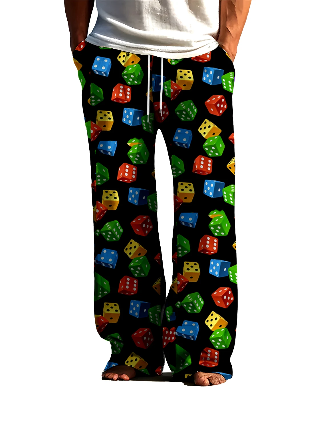 

Новые кожаные удобные ледяные шелковые мужские бриджи для дома с 3D рисунком в виде игральных костей