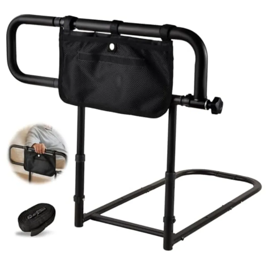 

Foldable Bed Rail for Adults Adjustable Safety Grab Bar with Soft Foam Handle No-Drill Install Carbon Steel Frame Fits Twin to