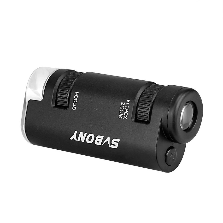 SVBONY F9367A Pocket Digital Microscope 60x-120x with AAA Battery, Compact Coin-Sized Microscope for Students Learning