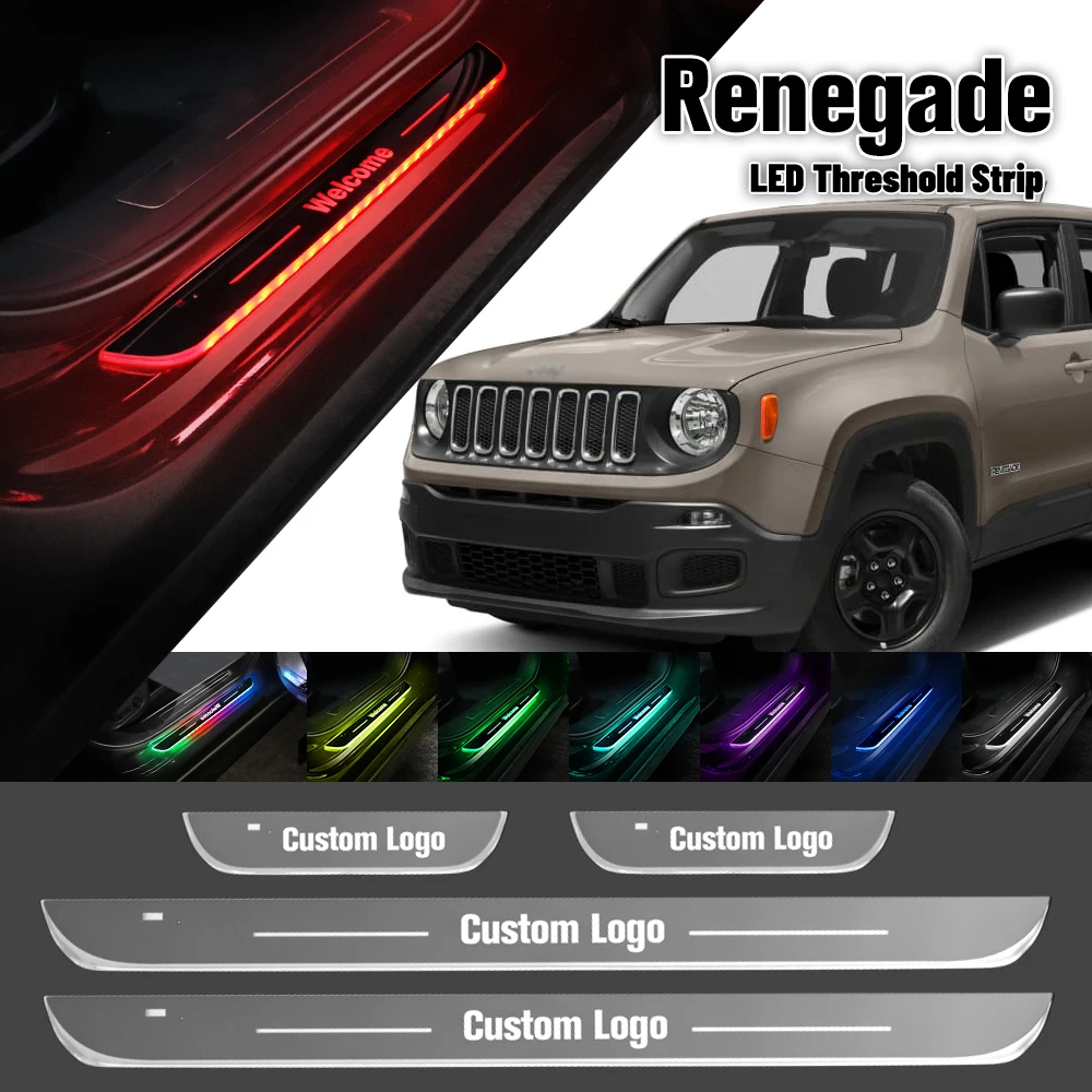 

For Jeep Renegade 2014-2023 Car Door Sill Light Customized Logo LED 2019 2021 2022 Welcome Threshold Pedal Lamp Accessories