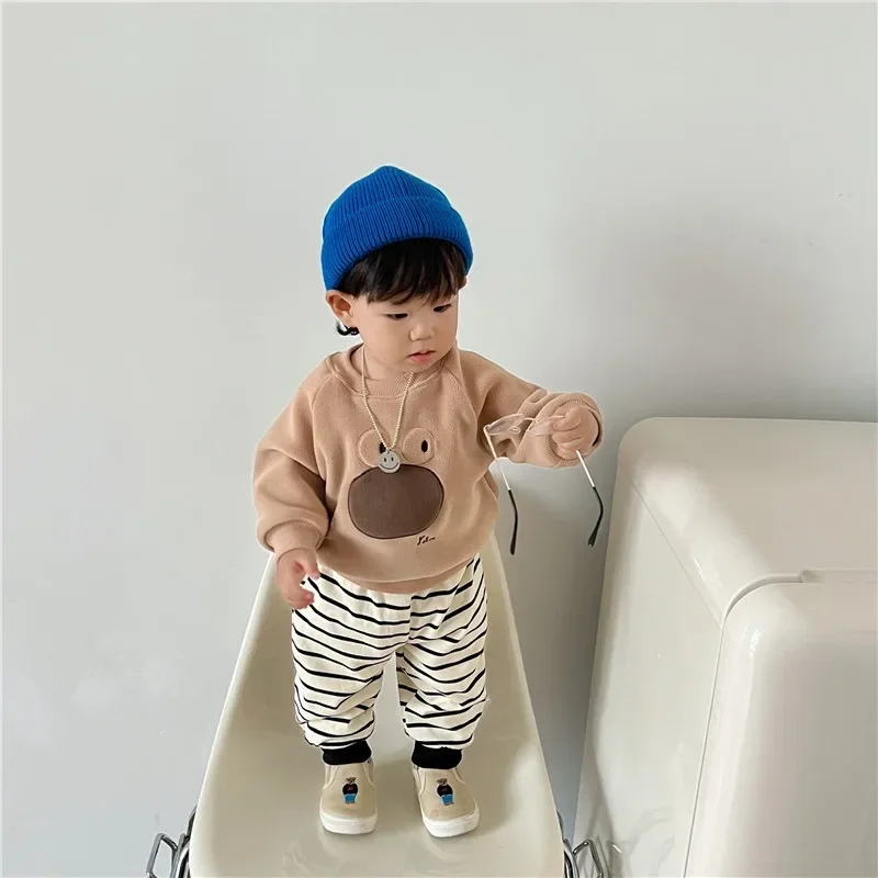 Ropa Bebe 2023 Winter Baby Clothes Boy Plush Cartoon Long Sleeves Kid Top and Bottom Set Girl One Piece Plush Split Sets  ملابس