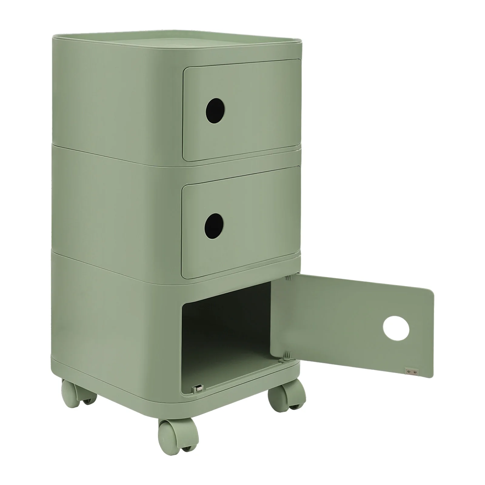 3-stöckiger kreativer Nachttisch, Nachttische, Nachttisch mit Rollen, Gelb/Grün/Schwarz, für Schlafzimmer, Wohnzimmer – Detail 9