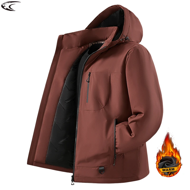 

LNGXO Men Waterproof Fleece Jacket Graphene Inner Winter Windproof Thermal Windbreaker Hiking Camping Skiing Climbing Raincoat