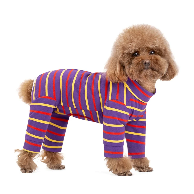 Autumn Winter Dog Clothes Cozy Striped Dog Pajamas for Small Medium Dogs Puppy Kitten Jumpsuit Pijamas Chihuahua Clothing ^^