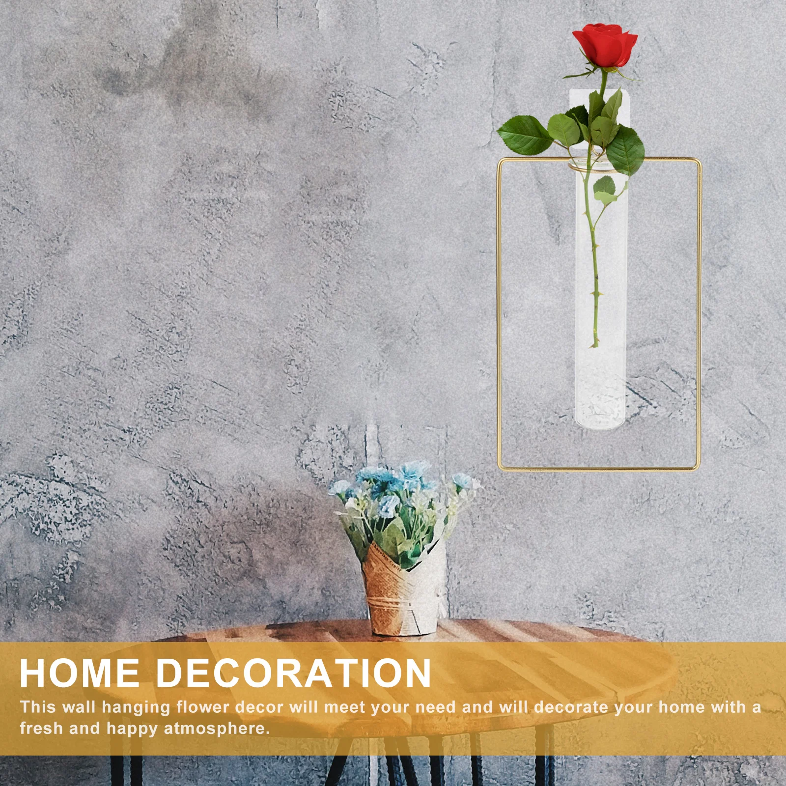

2Pcs Nordic Style Water Propagation Wall Vase Golden Hanging Flowerpot Home Wall Decoration Punch-Free Golden Hanging Flowerpot