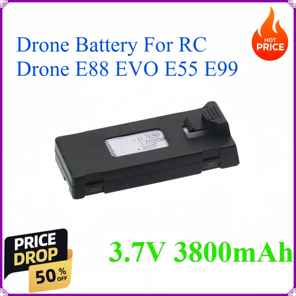 

3800mAh E88 Drone Battery 3.7V Rechargeable Li-ion Battery For RC Drone E88EVO E55 E99 K10 P1 P5 F185 F195 RC Quadcopter Parts