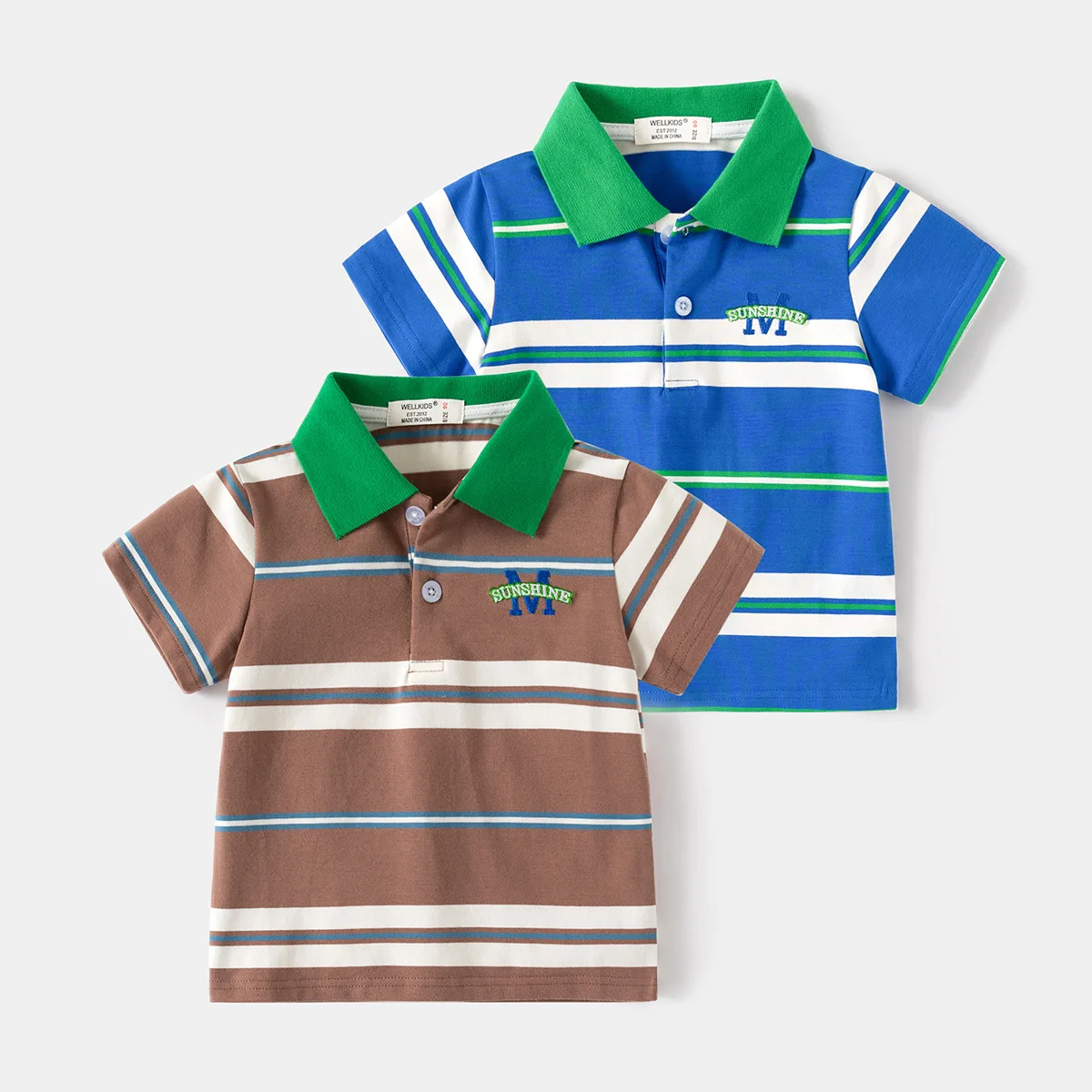 子供のための縞模様のポロシャツ,幼児と子供のための綿のトップス,夏の服