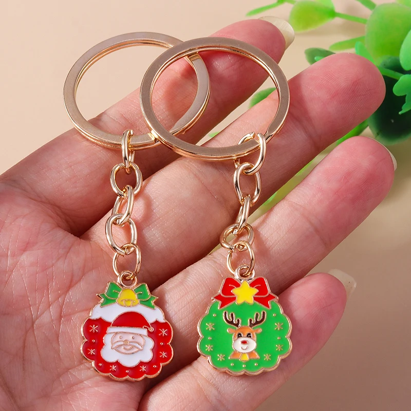 Aihua New Cute Christmas Keychain Christmas Tree Deer Bell Santa Snowman Keychains Bag Car Key Holder New Year Jewelry Gift image 6