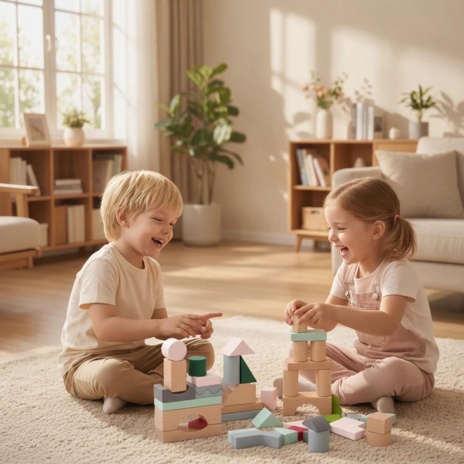 Wooden Blocks with Storage Tray Pastel Wooden Block Set Wood Block Set Geometric Shape Sorting Toy Smooth for Toddlers, Playroom