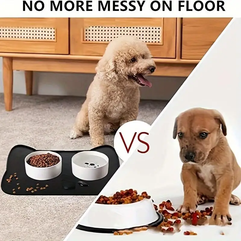 Pet Feeding Mat For Dogs Cats Solid Color Silicone Waterproof Non-slip Cat Food Mat Portable Dog Feeding Mat Placemat