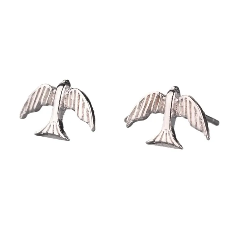 Stainless Steel Swallow Small Earring Multiple Little Bird Jewelry Women Dove Flamingo Parrot Branch Hummingbird Crane Studs