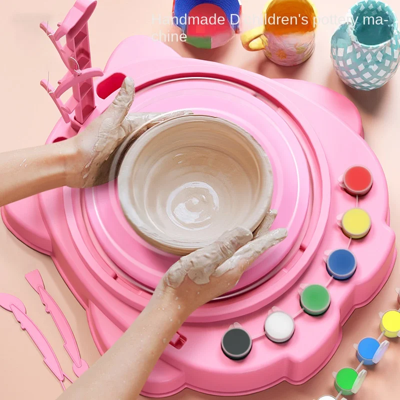 Electric Pottery Wheel Machine Manual Handle & Foot Pedal for School Ceramic Clay Working Forming DIY Art Craft Pretend Play