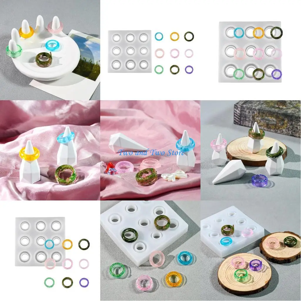 HX6F Resin Rings Molds Assorted Sizes Rings Silicone Epoxy Mould Crafters Essential
