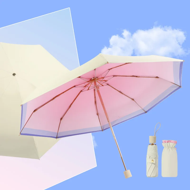 

Creative Umbrella Outdoor UV Sun Protection Parasol Umbrella Men Women 5-Folding Umbrella Paraguas Plegable Resistente Al Viento