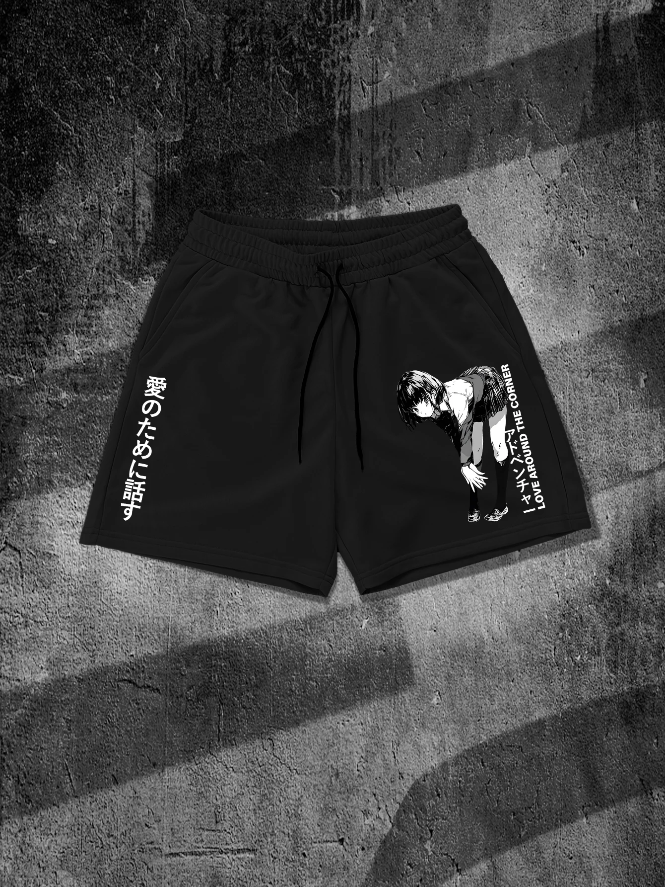 

Men's Japanese Anime Girl Manga Graphic Shorts Harajuku Streetwear Drawstring Summer Casual Sports Short Pants