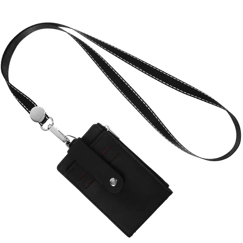 

Card Sleeves Holder Police Badge Multifunction Cover for Student Id with Lanyard Rope 1200X750X080CM Black Work