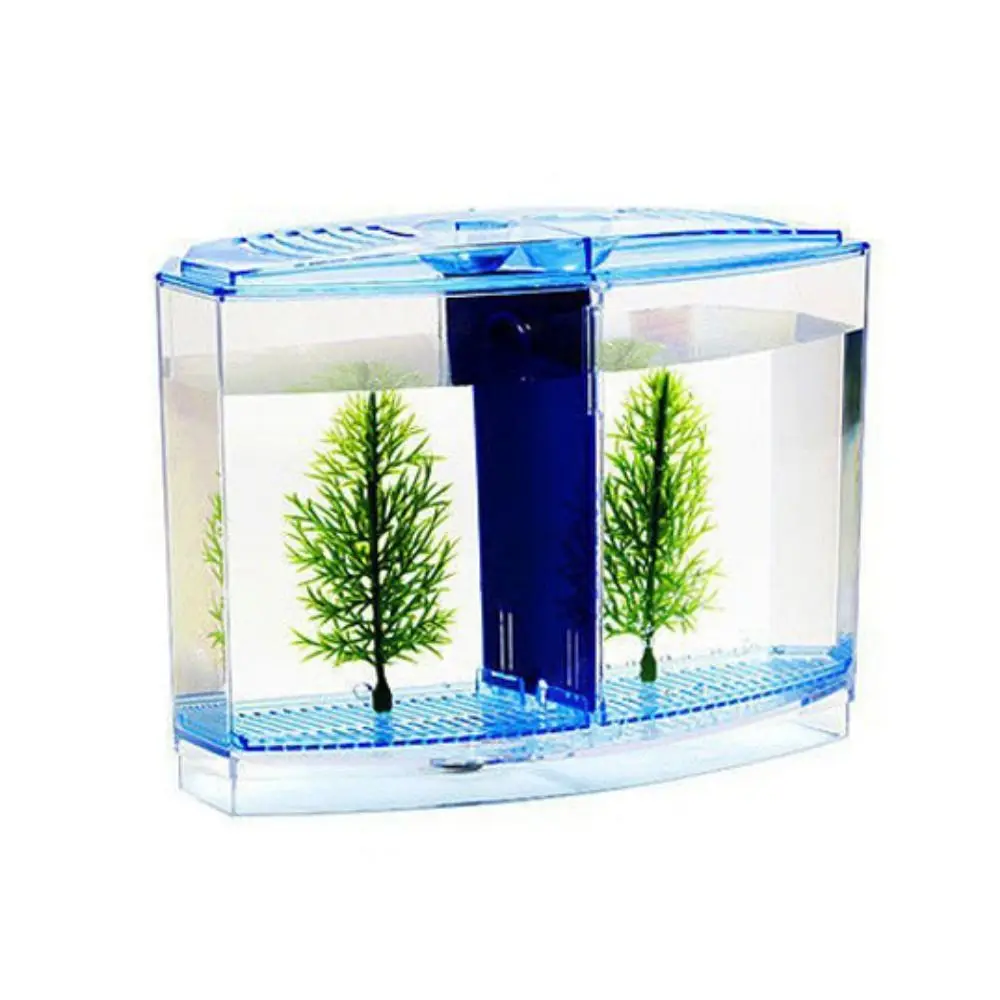 Transparent Betta Fish Tank, Double-grid Rhombus Guppy Aquarium, Hatching and Breeding Isolation Box