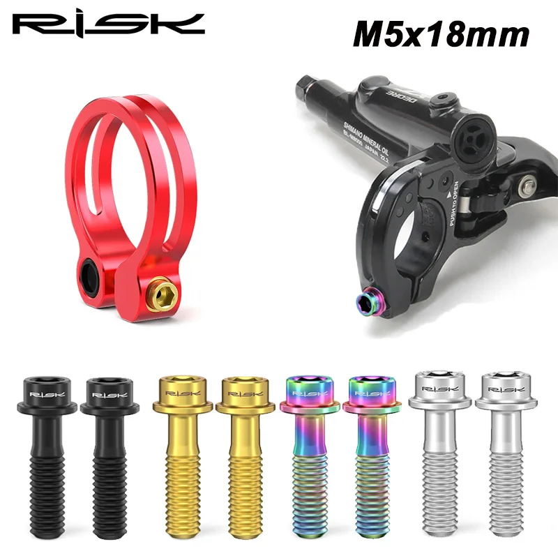 RISK Titanium bicycle seatpost clamp bolt M5x18  Mountain Road bicycle Seat Clamp Screw fixing Screws stem bolt Cycling parts