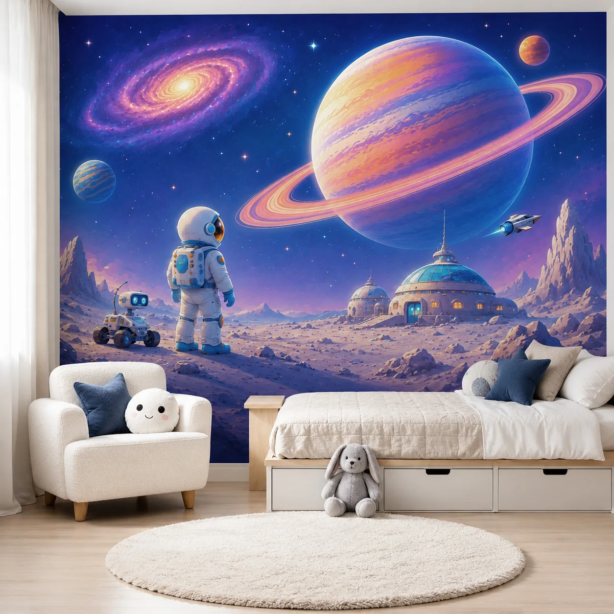 Custom Astronaut Space Wallpaper Mural Kids Bedroom Galaxy Planet Starry Sky Wall Decor Non Self Adhesive Requires Glue