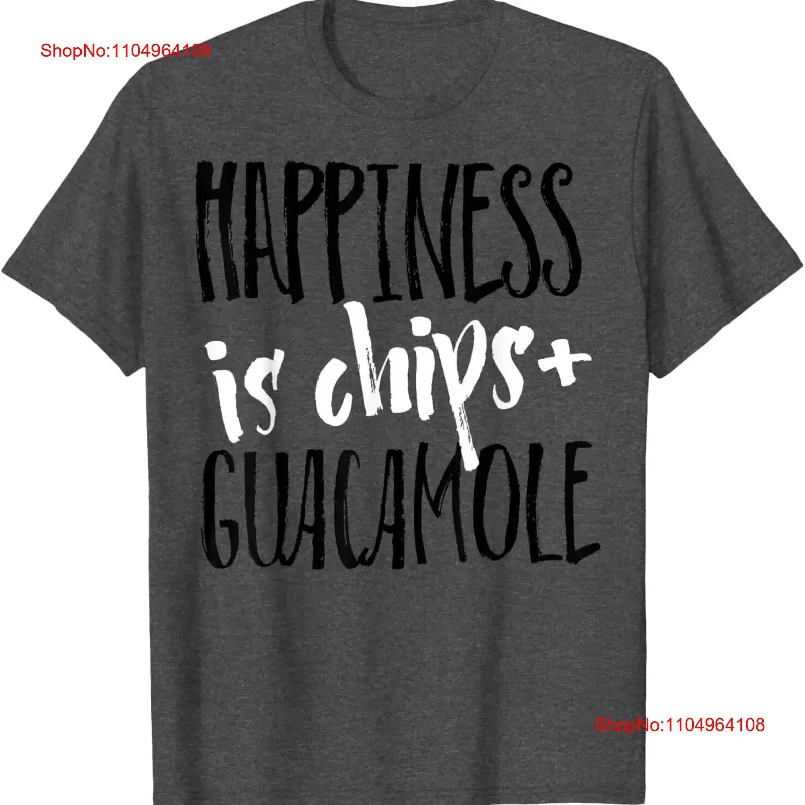 Camiseta Happiness Is Chips And Guacamole, ropa informal lavada vintage, Top Unisex cómodo y estirado para uso diario ligeramente