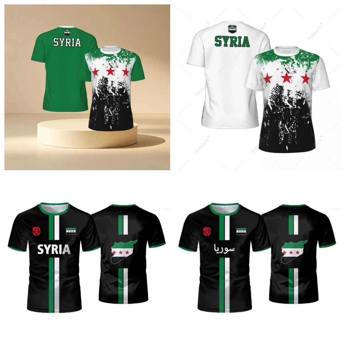 

2025 Summer Hot-selling New Men's Syrian Flag 3D Printed T-shirt Outdoor Leisure Sports Breathable Sweat-absorbing Top