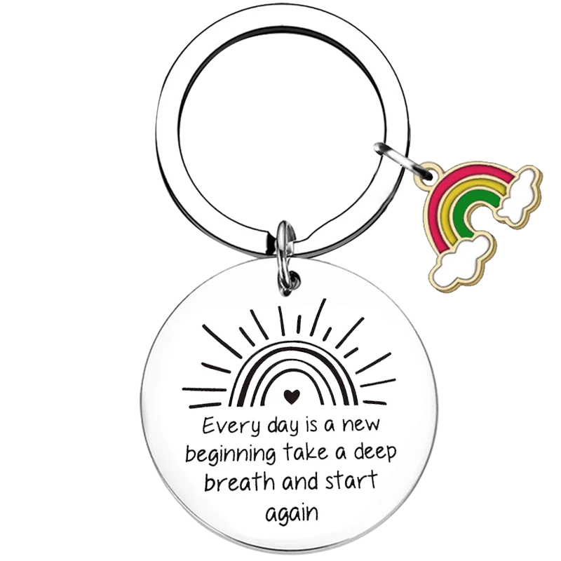 Sunshine Motivational Key Chain Ring New Beginning keychains pendant Son Gift New Job Gift Encouraging Gift