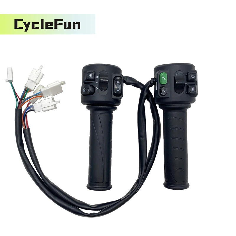 

Поворотная дроссельная заслонка Холла 0-5 В с тремя скоростями/реверсом/парковкой/рогом/светом для электрического скутера, мотоцикла