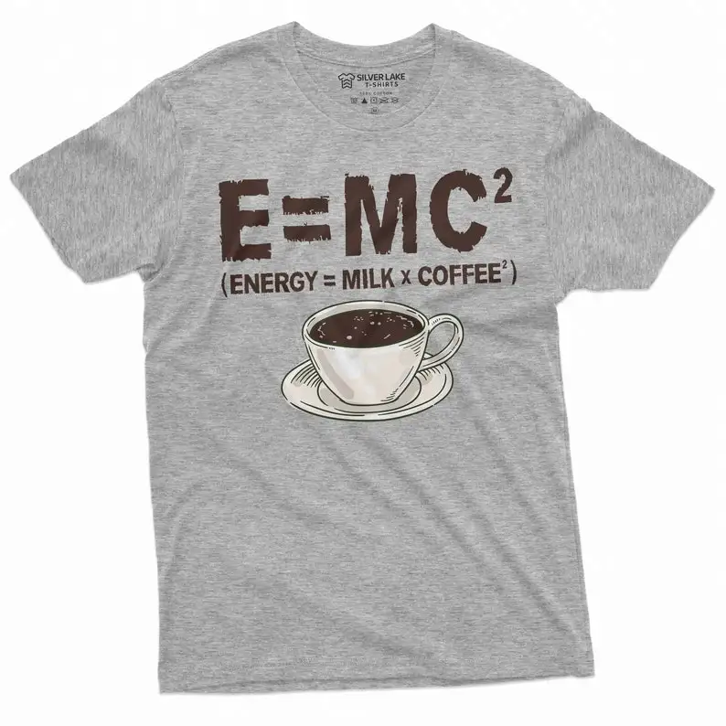 Camiseta divertida de ciencia del café con leche y energía, camiseta de equivalencia masa-energía E = mc2, camiseta de regalo, c